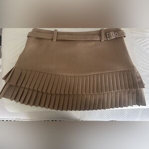 Bershka Tan Pleated Mini Skirt